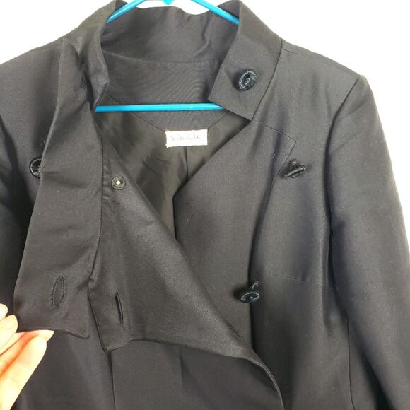 Esther Wolf Rare Vintage Elegant Black Double-Breasted Coat Size Medium - Picture 7 of 16